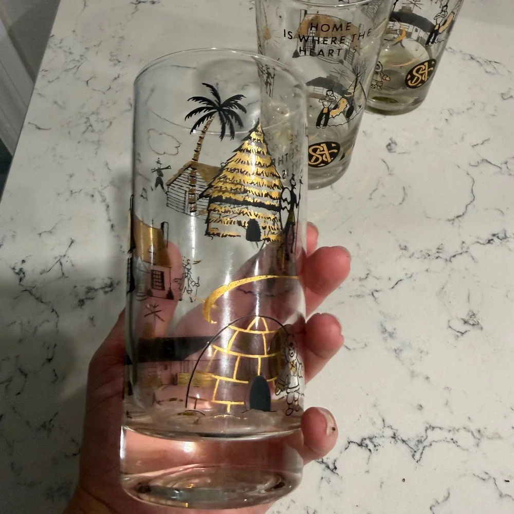 Set of 3 - Vintage - MCM Glass Tumblers